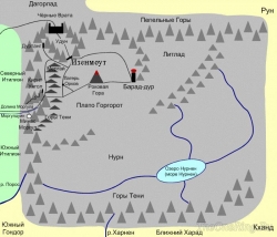 Карта Мордора в виде схемы на русском языке